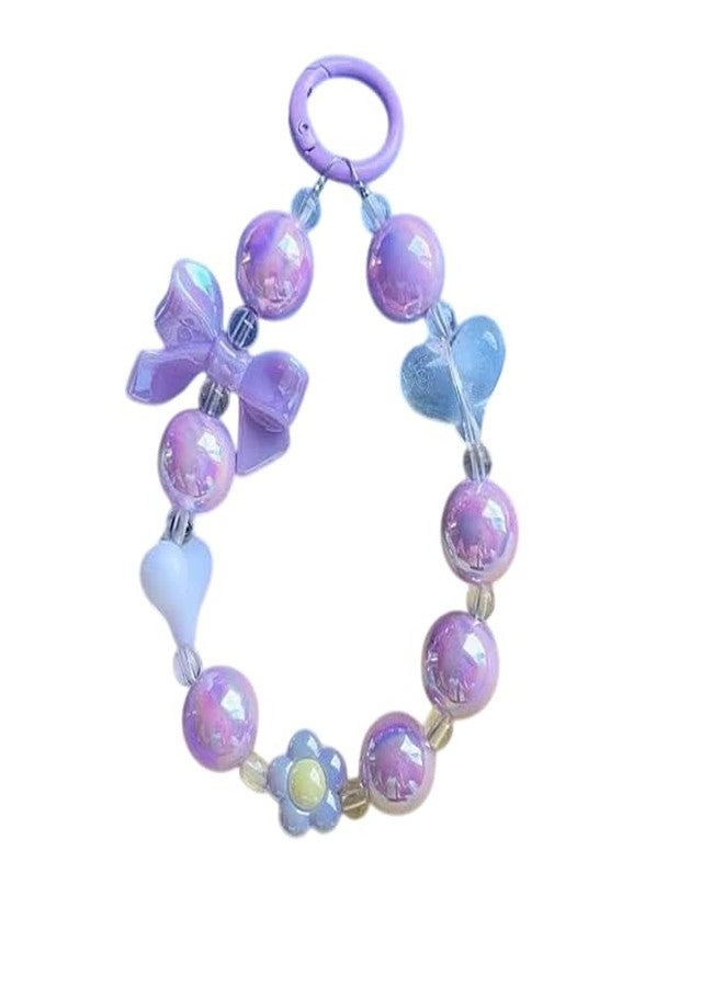 FORUG Phone Wrist Strap with Crystal Beads and Pearl Design, Mobile Chain Charm, Decorative Keychain Bracelet for Women (Design_7)